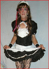 Degraded sissy loser mincing around in slutty French maid outfit