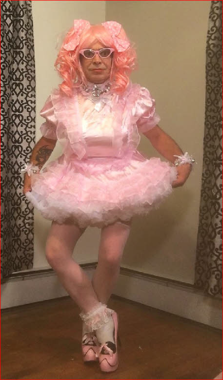 New York sissy Brianna mincing in pink ballerina dress