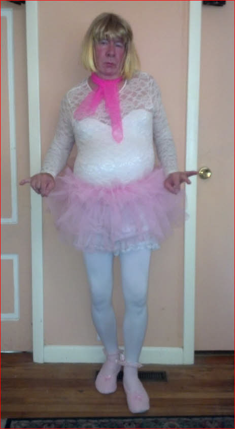 Masculine failure in sissy pink tutu