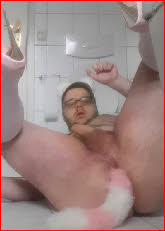 Dumb sissy loser Celinee plugged with furry pink tail