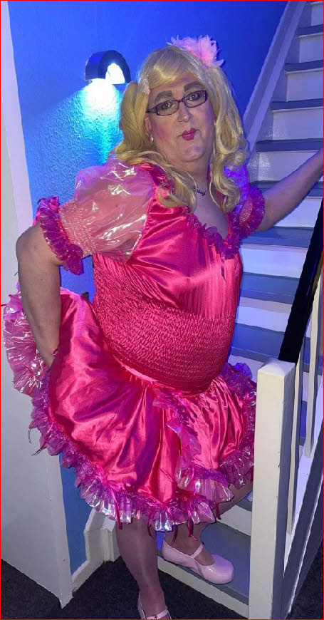 German sissy Olivia looking fucking ridiculous in his pink fairy frock