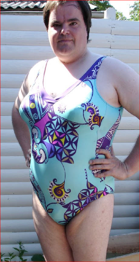 Sissy slut Holger in female swimwear