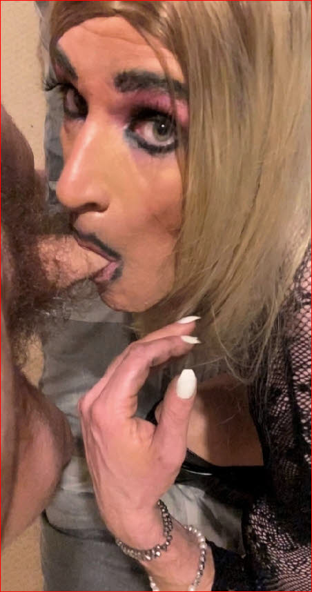Cum-hungry sissy slut Debbie sucks a real man's hard dick