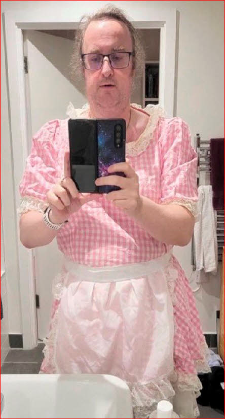 Sissy Lucy in pink satin maid uniform