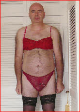 Sissy Malcom Carter forced to wear slutty red bra and knickers