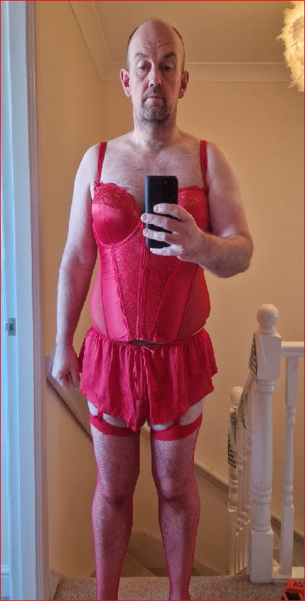 Pathetic sissy cuckold Mark exposed in red knickers and stockings Pathetic sissy cuckold Mark exposed in red knickers and stockings