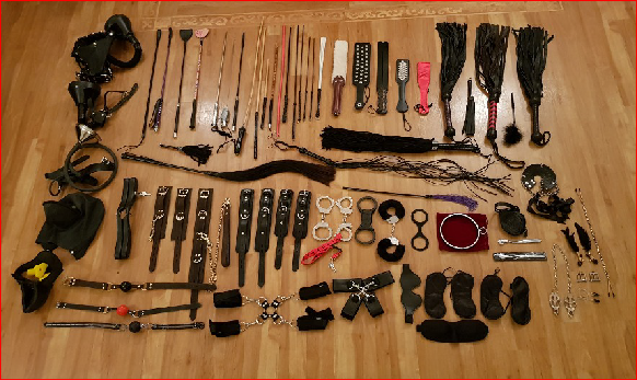 TS domme's collection of BDSM implements