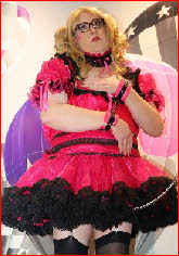 Mincing faggot Olivia exposed in degrading sissy maid uniform