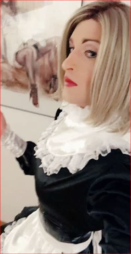 Closet sissy maid Tina looking like a total fairy in his frilly uniform