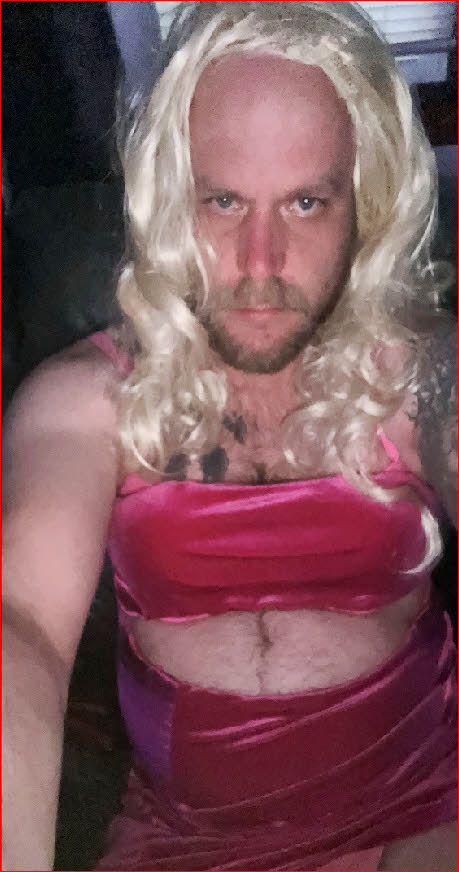 Pathetic bearded sissy Jared looking dumb as fuck in a girlie blonde wig Pathetic bearded sissy Jared looking dumb as fuck in a girlie blonde wig